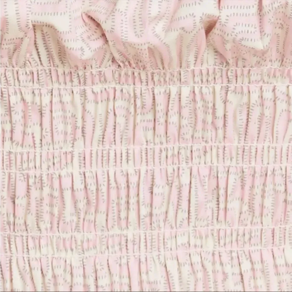 Staud Jules Top Smocked Square Neck Puff Sleeve Long Sleeve Pastel Maze XS
